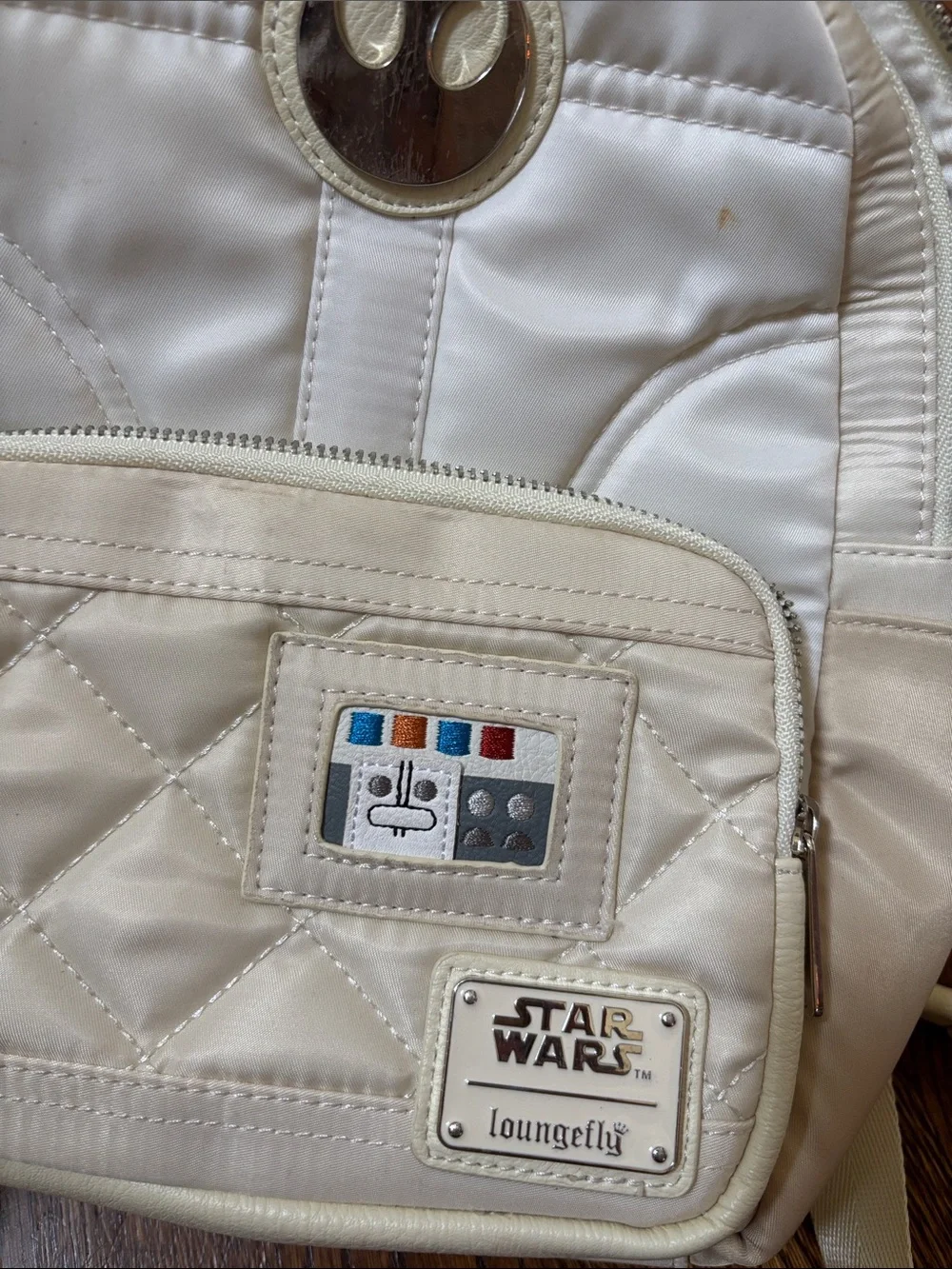 Loungefly Cream Quilted Star Wars Rebel Emblem Mini Backpack Hoth Princess Leia